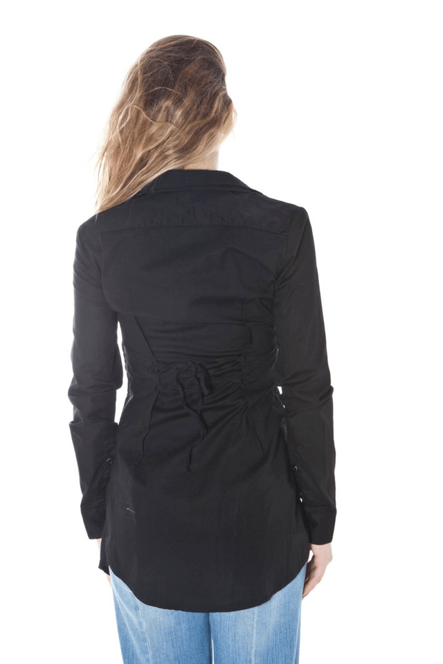 146DENNY ROSE CAMICIA MANICHE LUNGHE DONNA NERO