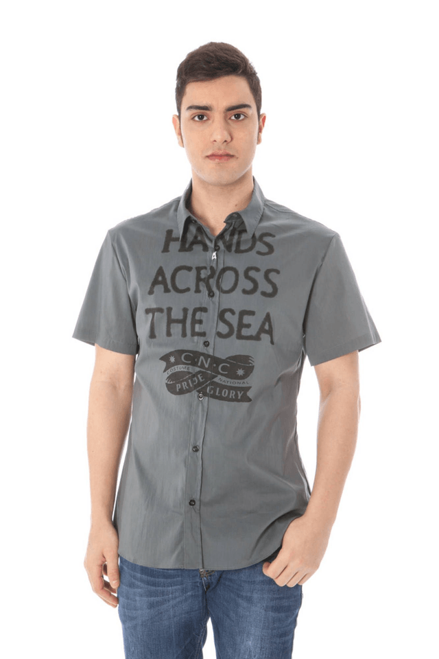910COSTUME NATIONAL CAMICIA MANICHE CORTE UOMO GRIGIO