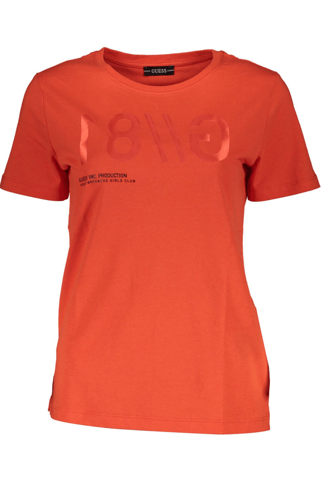 258GUESS JEANS T-SHIRT MANICHE CORTE DONNA ROSSO