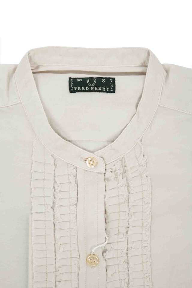 178FRED PERRY CAMICIA MANICHE LUNGHE DONNA BEIGE