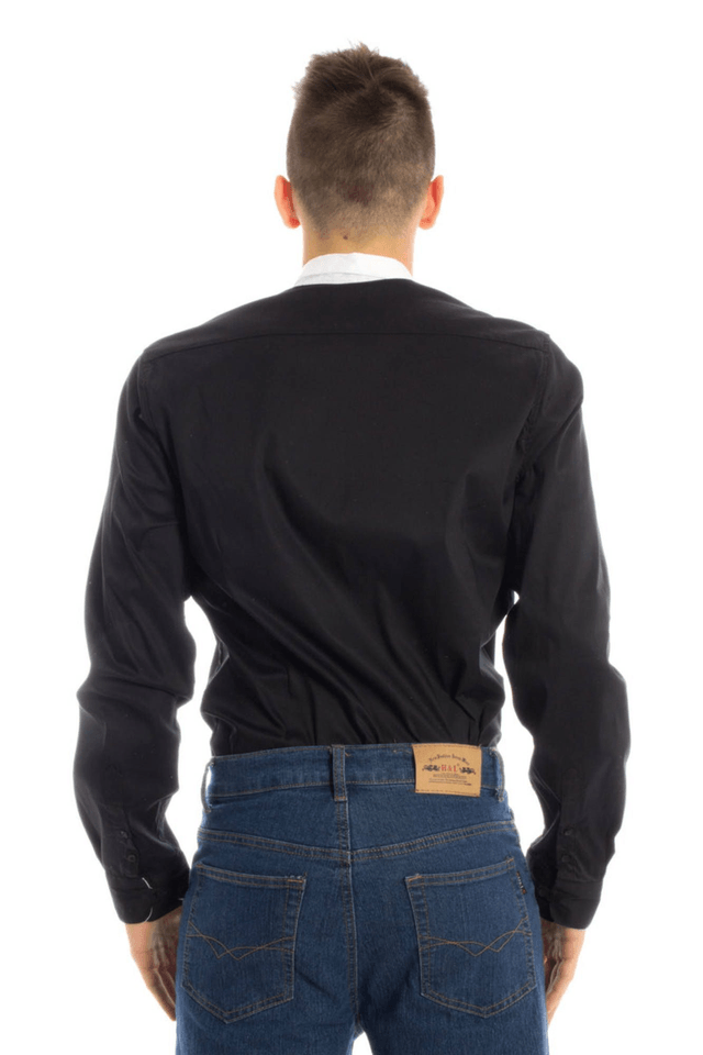 3PAPETE CAMICIA MANICHE LUNGHE UOMO NERO