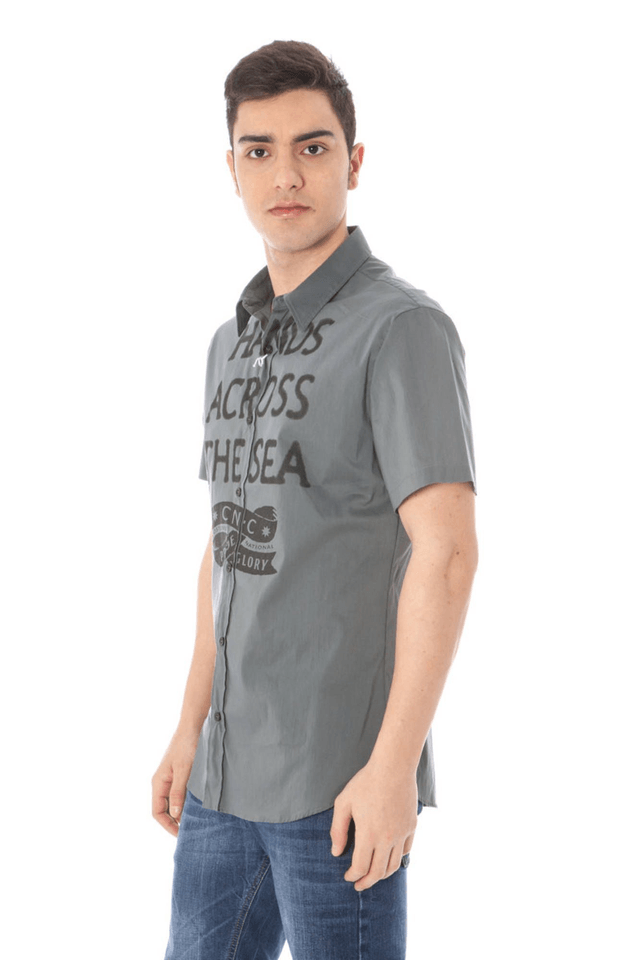 910COSTUME NATIONAL CAMICIA MANICHE CORTE UOMO GRIGIO