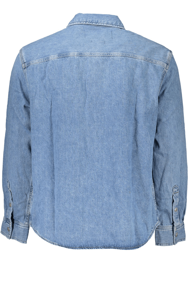 7080CALVIN KLEIN CAMICIA MANICHE LUNGHE UOMO AZZURRO