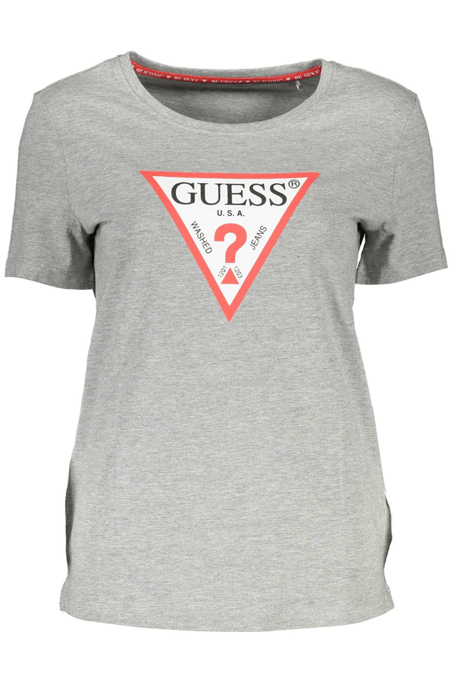 711GUESS JEANS T-SHIRT MANICHE CORTE DONNA GRIGIO