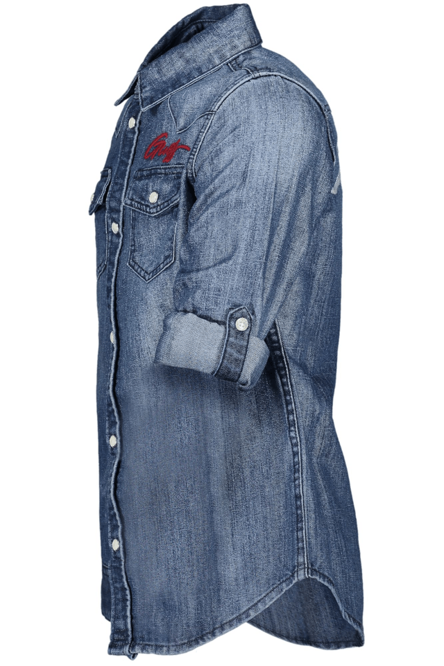 8110GUESS JEANS CAMICIA MANICHE LUNGHE BAMBINA BLU