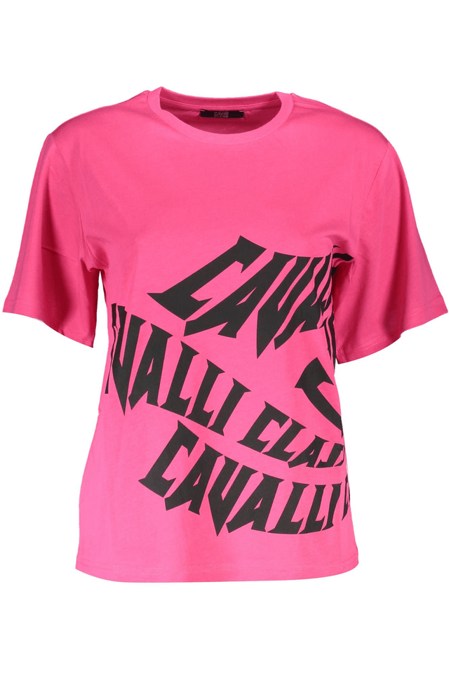 4116CAVALLI CLASS T-SHIRT MANICHE CORTE DONNA ROSA