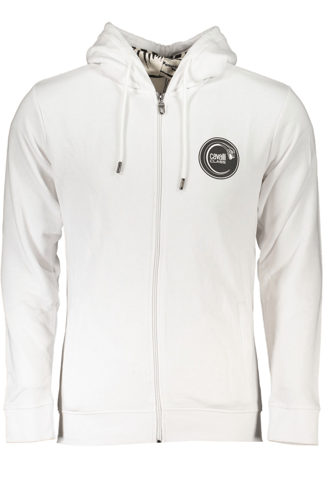 6803CAVALLI CLASS FELPA CON ZIP UOMO BIANCO