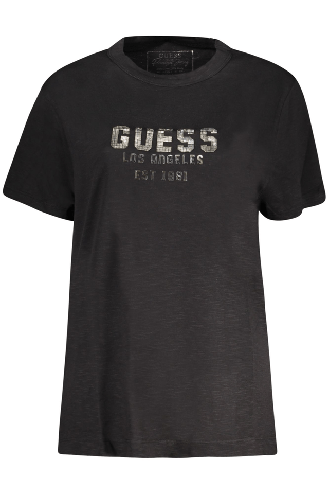 10611GUESS JEANS T-SHIRT MANICHE CORTE DONNA NERO