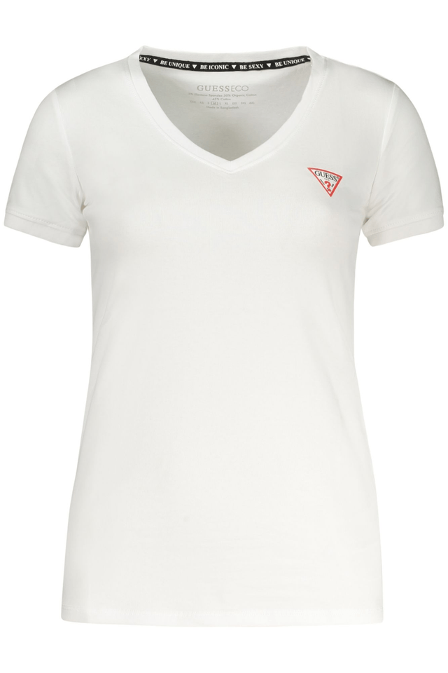 10578GUESS JEANS T-SHIRT MANICHE CORTE DONNA BIANCO