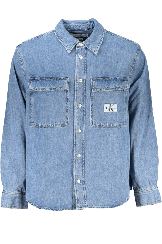 7080CALVIN KLEIN CAMICIA MANICHE LUNGHE UOMO AZZURRO