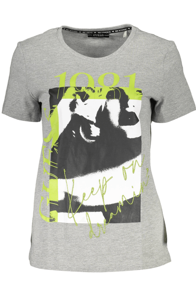 122GUESS JEANS T-SHIRT MANICHE CORTE DONNA GRIGIO