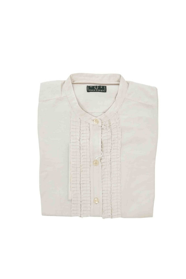178FRED PERRY CAMICIA MANICHE LUNGHE DONNA BEIGE