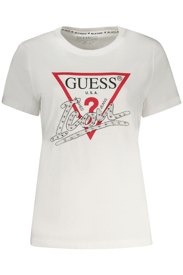 10577GUESS JEANS T-SHIRT MANICHE CORTE DONNA AZZURRO