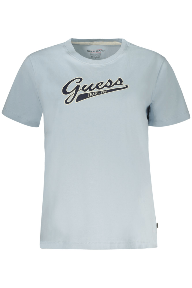 10656GUESS JEANS T-SHIRT MANICHE CORTE DONNA AZZURRO