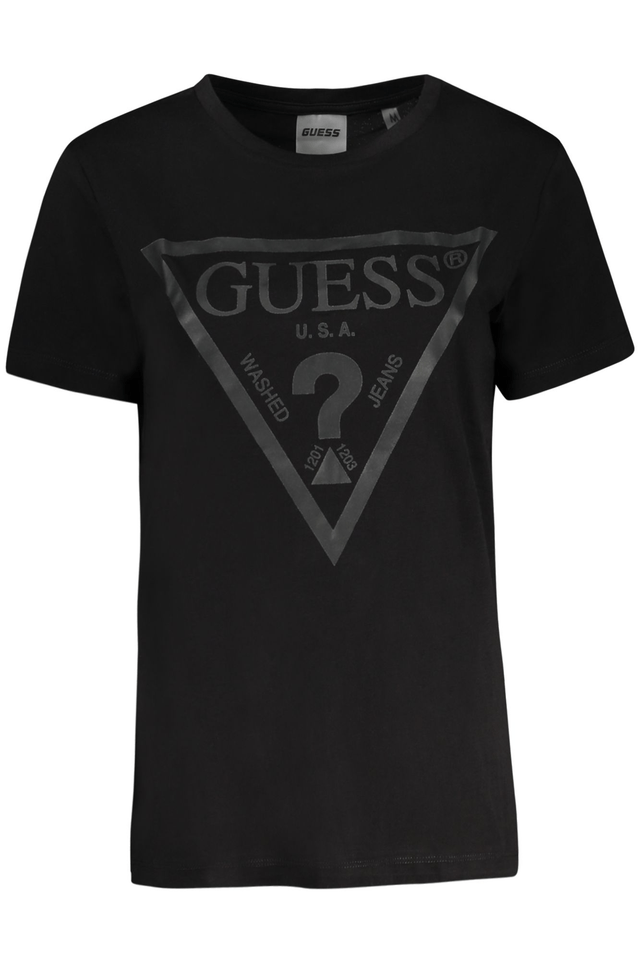10591GUESS JEANS T-SHIRT MANICHE CORTE DONNA NERO