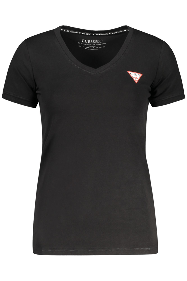 10615GUESS JEANS T-SHIRT MANICHE CORTE DONNA NERO