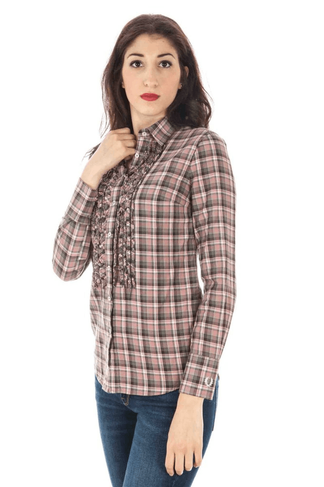 25FRED PERRY CAMICIA MANICHE LUNGHE DONNA ROSA