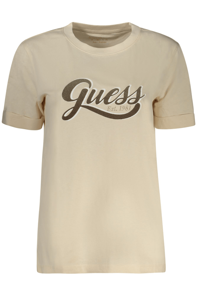 10576GUESS JEANS T-SHIRT MANICHE CORTE DONNA BEIGE