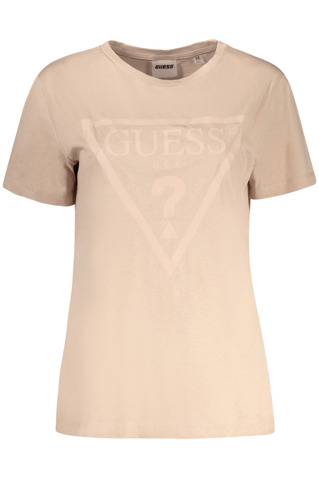 10587GUESS JEANS T-SHIRT MANICHE CORTE DONNA BEIGE