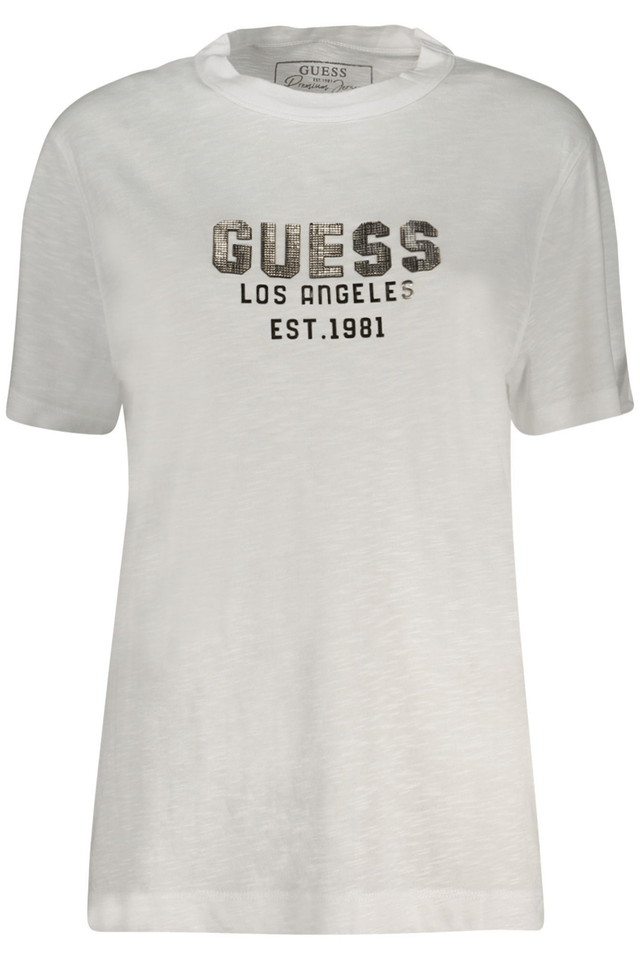 10596GUESS JEANS T-SHIRT MANICHE CORTE DONNA BIANCO