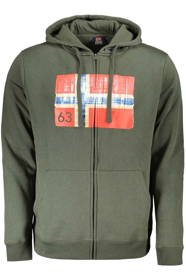 10133NORWAY 1963 FELPA CON ZIP UOMO VERDE