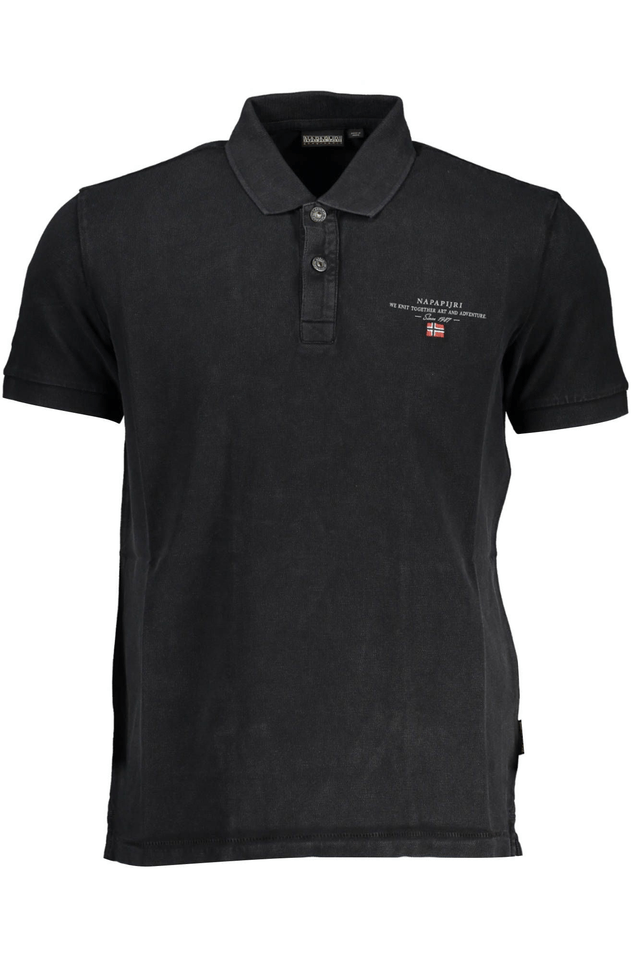 3434NAPAPIJRI POLO MANICHE CORTE UOMO NERO