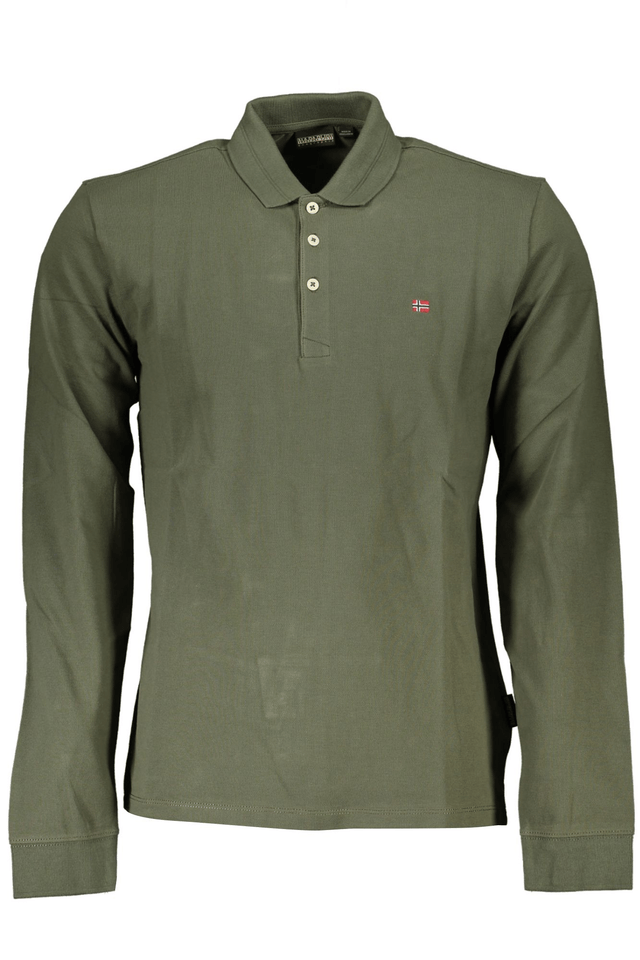 5645NAPAPIJRI POLO MANICHE LUNGHE UOMO VERDE