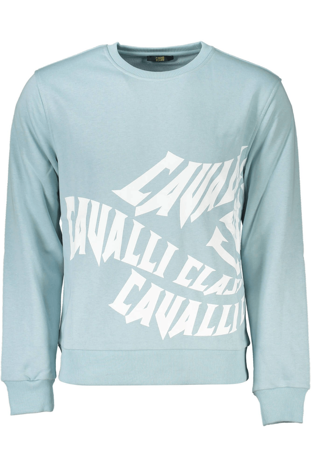4142CAVALLI CLASS FELPA SENZA ZIP UOMO AZZURRO