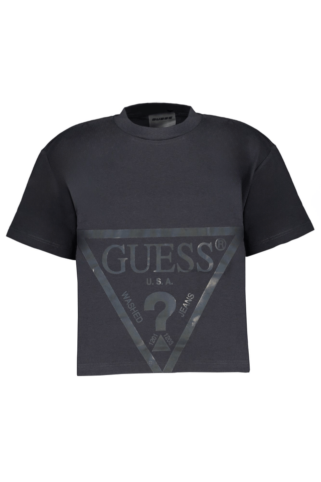 8108GUESS JEANS T-SHIRT MANICHE CORTE BAMBINA NERO