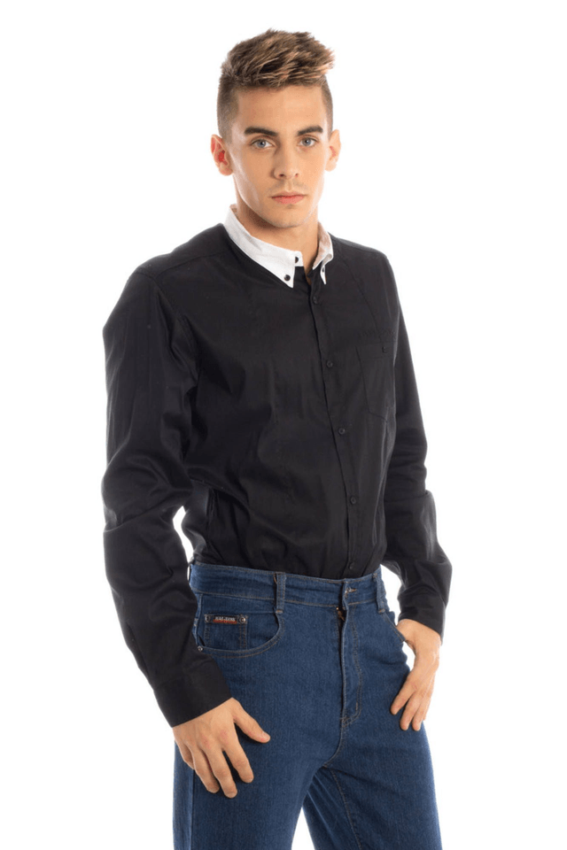 3PAPETE CAMICIA MANICHE LUNGHE UOMO NERO