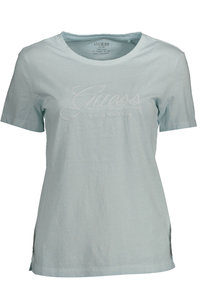 1436GUESS JEANS T-SHIRT MANICHE CORTE DONNA AZZURRO