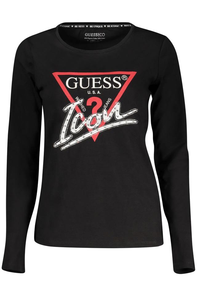10632GUESS JEANS T-SHIRT MANICHE CORTE DONNA NERO