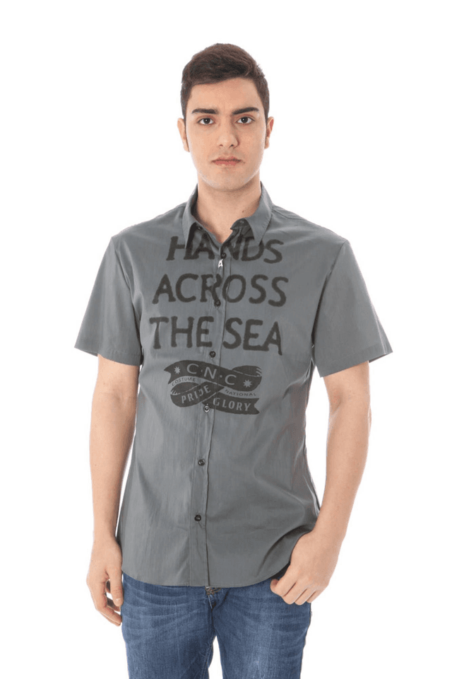 910COSTUME NATIONAL CAMICIA MANICHE CORTE UOMO GRIGIO
