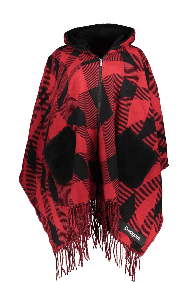 5555DESIGUAL PONCHO DONNA ROSSO