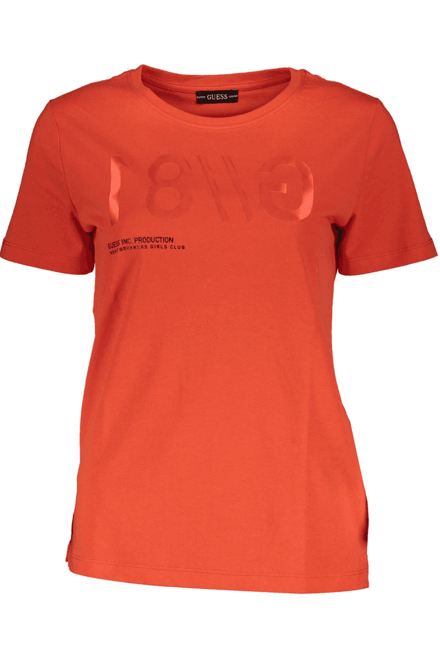 258GUESS JEANS T-SHIRT MANICHE CORTE DONNA ROSSO