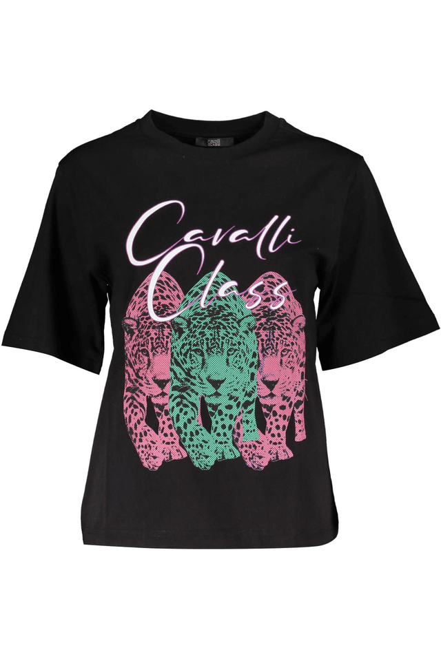 4096CAVALLI CLASS T-SHIRT MANICHE CORTE DONNA NERO