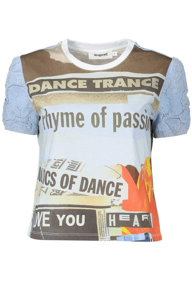 3136DESIGUAL T-SHIRT MANICHE CORTE DONNA AZZURRO