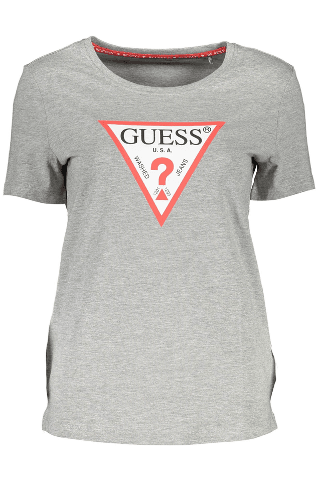 711GUESS JEANS T-SHIRT MANICHE CORTE DONNA GRIGIO