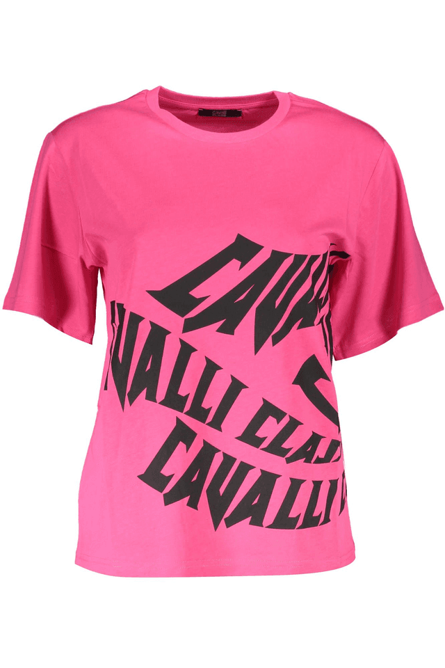 4116CAVALLI CLASS T-SHIRT MANICHE CORTE DONNA ROSA