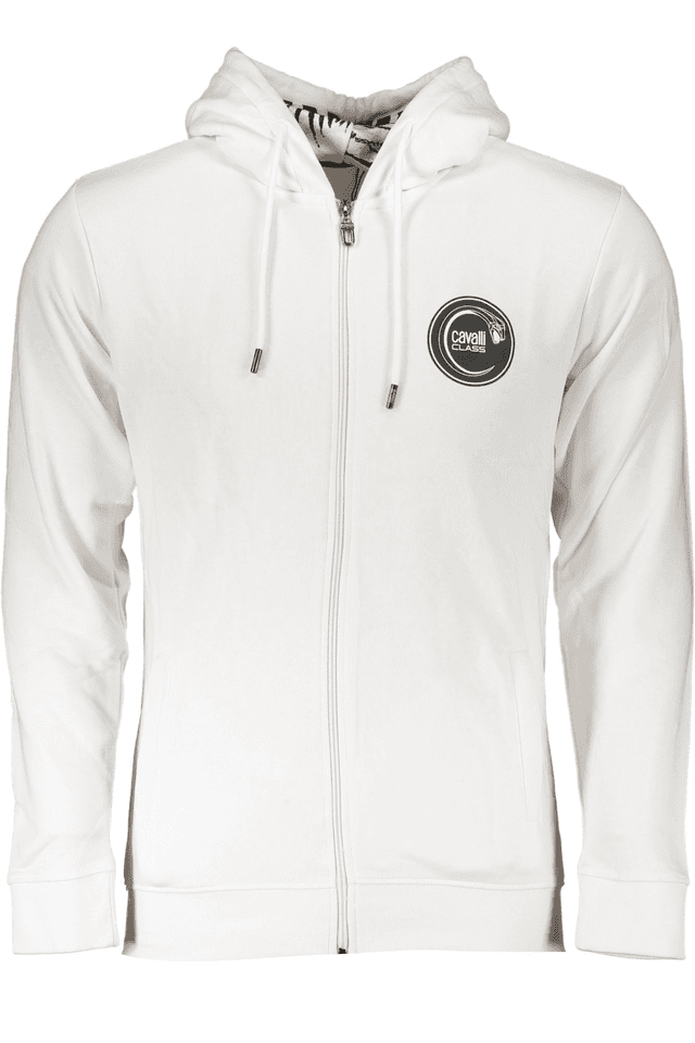6803CAVALLI CLASS FELPA CON ZIP UOMO BIANCO