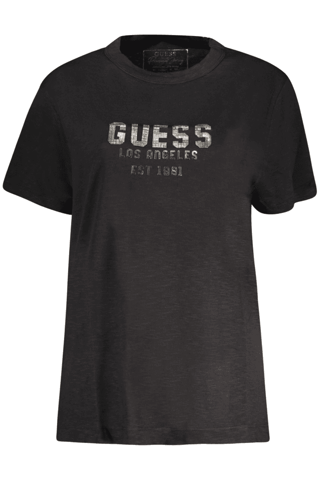 10611GUESS JEANS T-SHIRT MANICHE CORTE DONNA NERO