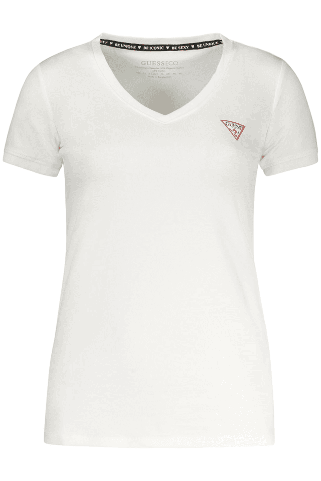 10578GUESS JEANS T-SHIRT MANICHE CORTE DONNA BIANCO