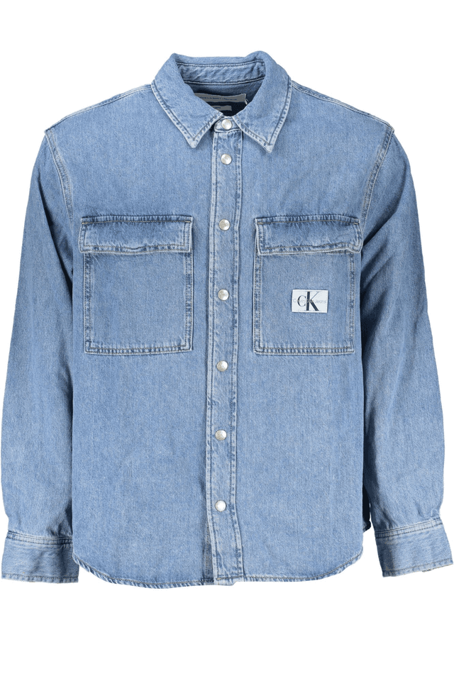 7080CALVIN KLEIN CAMICIA MANICHE LUNGHE UOMO AZZURRO