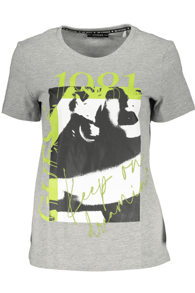 122GUESS JEANS T-SHIRT MANICHE CORTE DONNA GRIGIO
