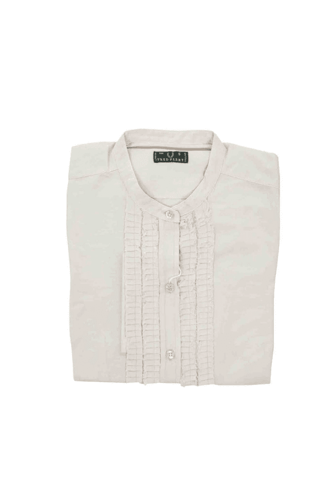178FRED PERRY CAMICIA MANICHE LUNGHE DONNA BEIGE
