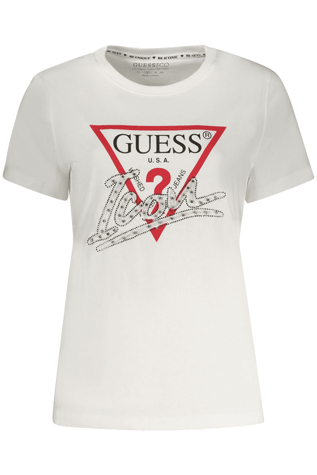 10577GUESS JEANS T-SHIRT MANICHE CORTE DONNA AZZURRO