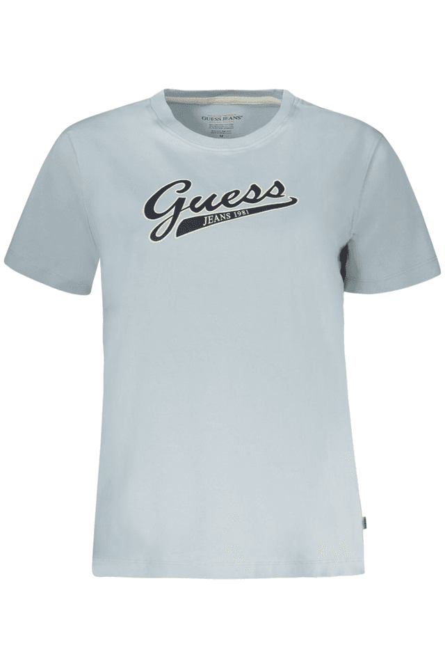 10656GUESS JEANS T-SHIRT MANICHE CORTE DONNA AZZURRO