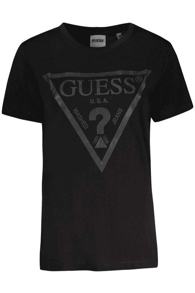 10591GUESS JEANS T-SHIRT MANICHE CORTE DONNA NERO