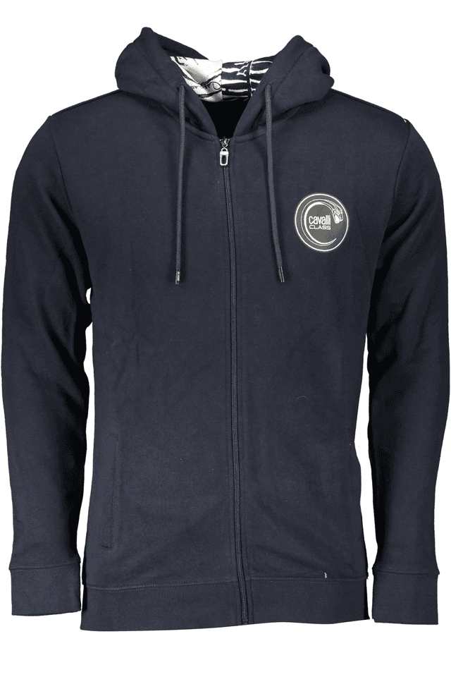 6804CAVALLI CLASS FELPA CON ZIP UOMO BLU