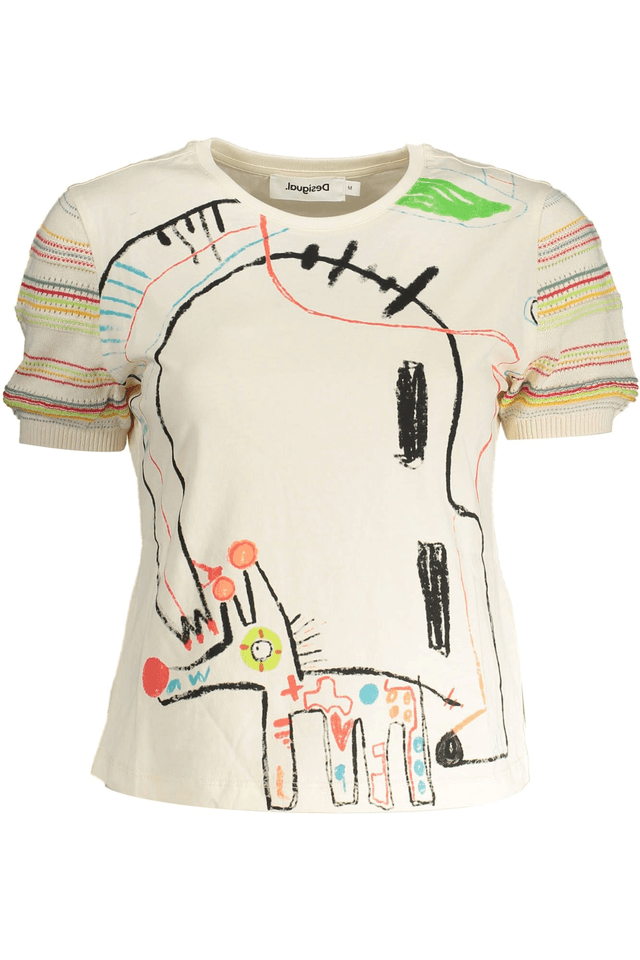 3383DESIGUAL T-SHIRT MANICHE CORTE DONNA BIANCO